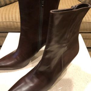 Brown Cole Haan leather high heeled boots